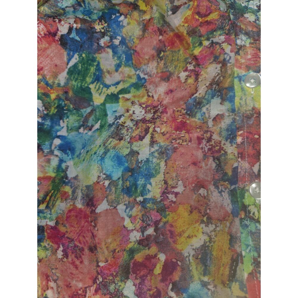Coldwater Creek Watercolor Floral Button Down 3/4 Sleeve Shirt Cotton Silk 1X - Picture 3 of 4